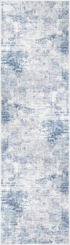IOHOUZE Abstract Runner Rug 2x7 Ft Washable Runners for Hallways, Non Slip Kitchen Runner Printed Faux Wool Entryway Runners Indoor, Modern Floor Carpet for Hall Kitchen Bedroom, Light Blue Grey
