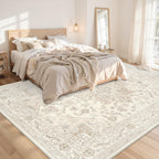 Luxturiy 8x10 Area Rugs Living Room: Bedroom Washable Carpet Beige White
