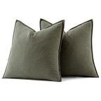 MIULEE Decorative Linen Euro Sham Pillow Covers 24x24 Inch Olive Green