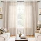 Extra Wide 100 Inch Linen Curtains for Living Room Divider Light Filtering Semi Sheer Back Tab Patio Curtains for Sliding Door Beige Coastal Decor Sunroom Floor to Ceiling Window Curtain 100x84
