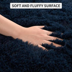 Tepook Fluffy Large Rugs for Living Room, Area Rug 6x9 Soft Carpet for Bedroom, Modern Shaggy Rug for Kids Boys Girls, Plush Indoor Nursery Home Decor Rug with Non-Slip Bottom, Navy Blue