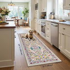 HEBE Washable Hallway Runner Rug 2'x 6' Non Slip Kitchen Rugs Runner,Low Pile Entryway Rug Laundry Room Mat Floral Carpet Runners for Hallways, Kitchen,Bathroom,Laundry,Bedside Rug
