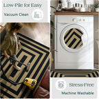 Modern Outdoor Rug - 28" x 43" Front Door Mat Indoor Outside Entrance Non-Slip Washable Outdoor Mat Black Tan Geometric Rug for Entryway Kitchen Bedroom Layered Doormat for Front Porch