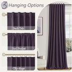 Plum 100% Blackout Linen Curtains 90 Inch Length 2 Panels Set for Living Room Bedroom Back Tab Thermal Insulated Black Out Drapes Room Darkening Farmhouse Style for Bedroom Window Curtains 52x90