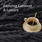 BEDELITE Ribbed King Size Blanket for Bed, Black, 108"x90"