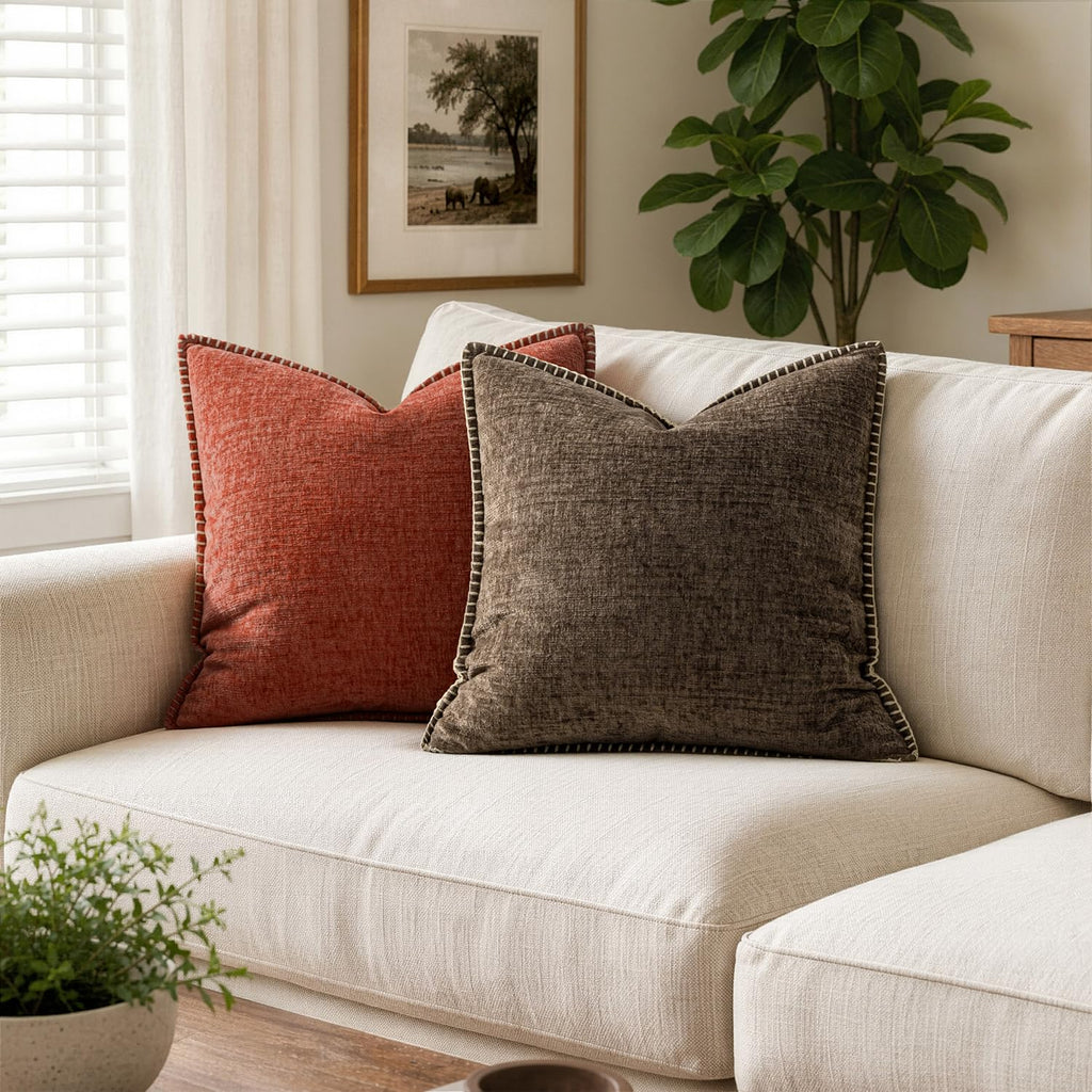 MIULEE Decorative Couch Throw Pillow Covers 20x20 Inch Brown 2 Pack