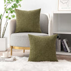 MIULEE Soft Chenille Throw Pillow Covers Olive Green 18x18 Inch Pack of 2