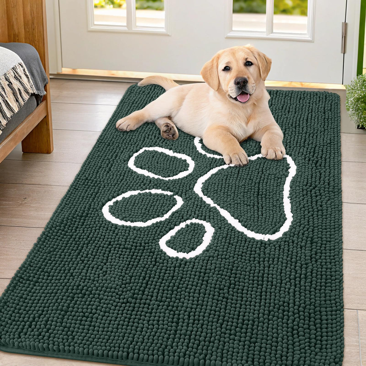 Smiry Dog Door Mat for Muddy Paws, Absorbent Non Slip Dirt Trapper, 47x32