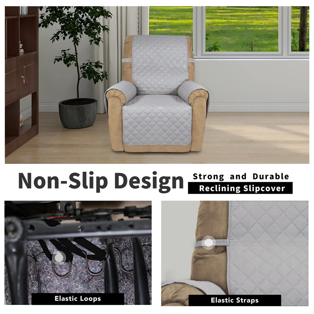 Easy-Going Reversible Couch Cover, Recliner 22 in, Light Gray/Light Gray
