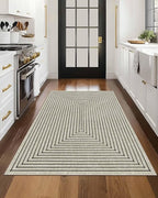Latte&Fog 3x5 Entryway Rug Indoor, Beige Modern Abstract Washable Area Rug, Boho Non Slip Low Pile Throw Carpet for Indoor Bedroom Bedside, Kitchen, Entry and Living Room - Beige