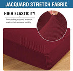 H.VERSAILTEX Super Stretch Couch Cushion Covers Sofa Cushion Slipcovers Jacquard Fabric Individual Seat Couch Slipcover Sets for Pets with Elastic Bottom(3 Packs Cushion Sofa Covers, Burgundy Red)