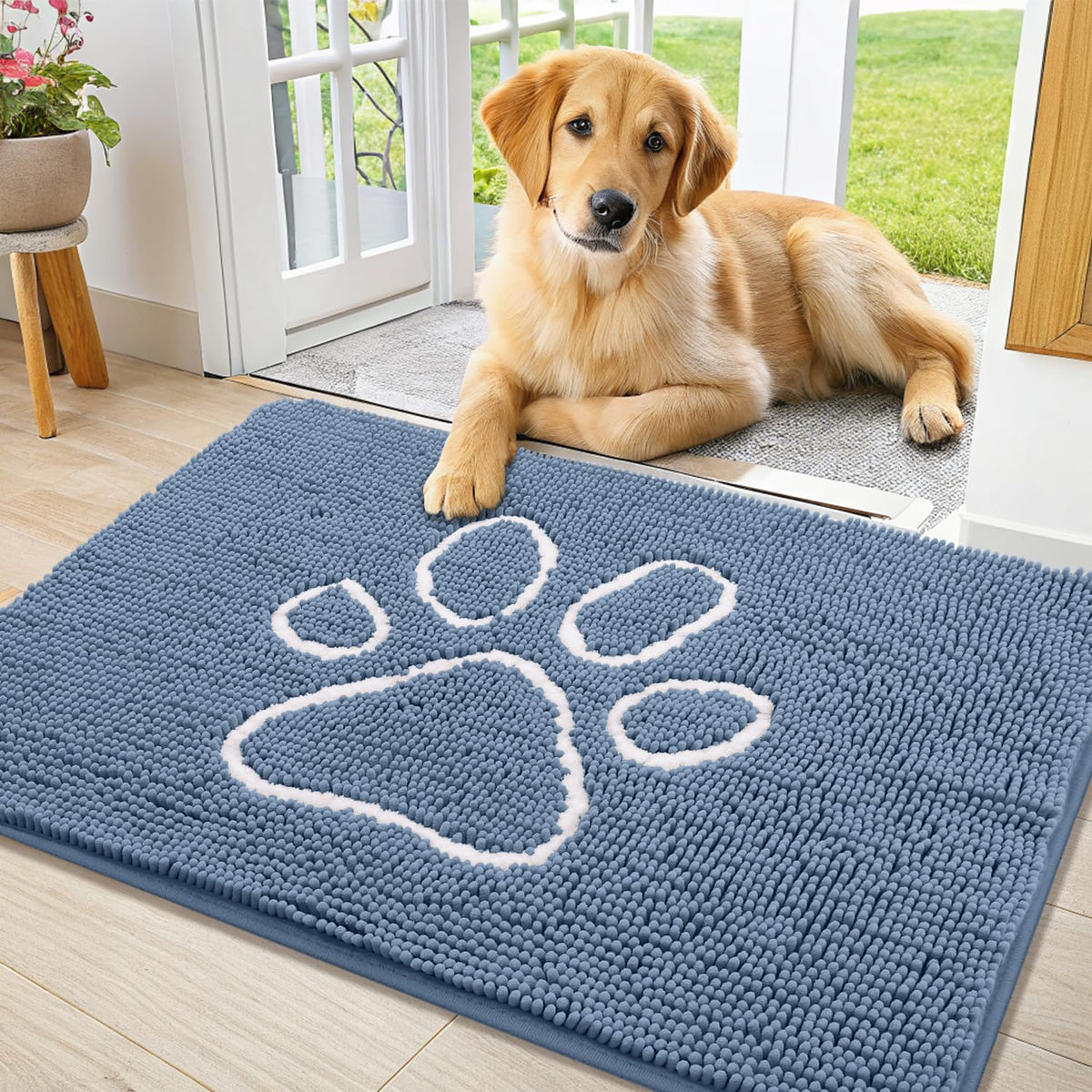Smiry Dog Door Mat for Muddy Paws, Absorbent Non Slip Dirt Trapper, 36x24