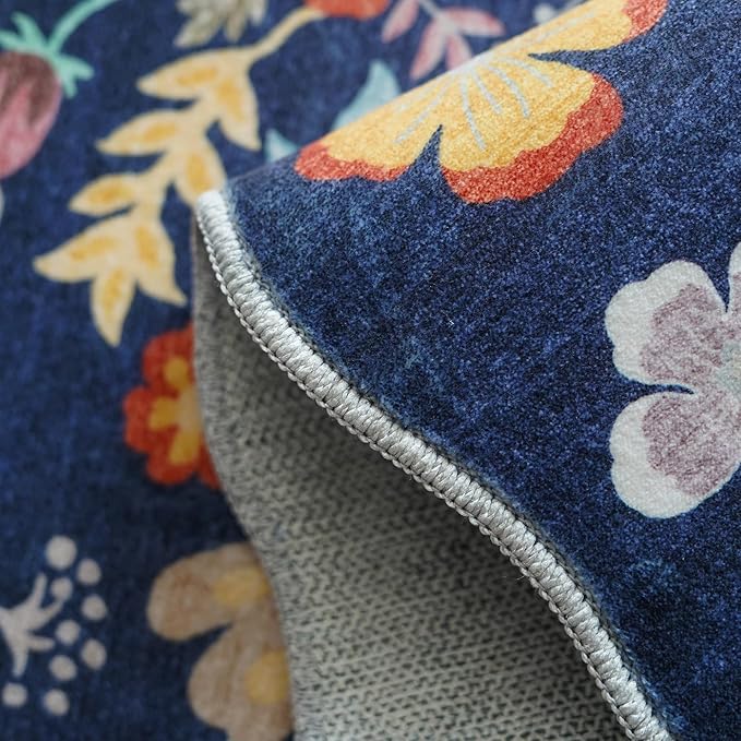 3x10 Long Hallway Runner Rug: Washable Wide 10ft Floral Low-Pile Carpet for Entryway Kitchen Non Slip Soft Living Room Bedroom Floor Mat Cute Area Rugs for Nursery Farmhouse Home Decor(3x10/Purple)