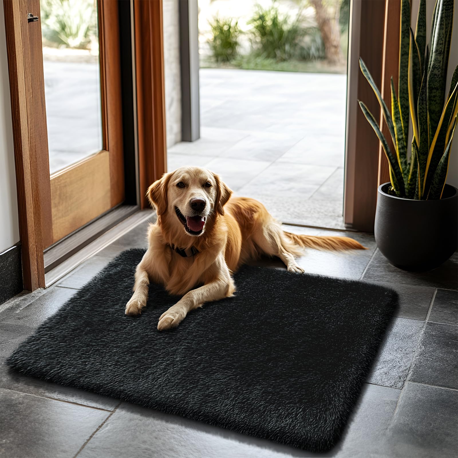 yulidayang 2x3 Area Rugs for Bedroom,Black Small Fluffy Shag Rug