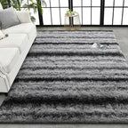 TWINNIS Super Soft Shaggy Rugs Fluffy Carpets, 5x8 Feet, Indoor Modern Plush Area Rugs for Living Room Bedroom Kids Room Nursery Home Decor, Upgrade Anti-Skid Rectangular Fuzzy Rug, Gray Black