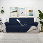 ISSUNTEX Double Protection 100% Waterproof Sofa Covers for Living Room, Reversible Couch Covers for 3 Cushion Couch Sofa, Furniture Protector Sofa Cover for Pets (X Large, Navy/Ivory)