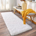 Ailyei Soft Runner Rugs for Bedroom Hallways, 2x6 White Fluffy Shag Throw Area Rug Non Slip for Bedside Dorm, Long Shaggy Furry Carpet for Nursery Living Room