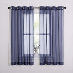 NICETOWN Sheer Curtains Voile Panels - Ring Top Light Weight Voile Window Draperies for Bedroom/Nursery/Dorm (W54 x L63 Inches, Dark Blue, Set of 2)