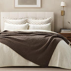 EVERGRACEHOME Chunky Chenille Knit Throw Blanket for Couch, Soft Luxurious Moss Stitch Blankets for Bed, Cozy Decorative Farmhouse Knitted Throws for Sofa, Cocoa Brown, 50" x 60"