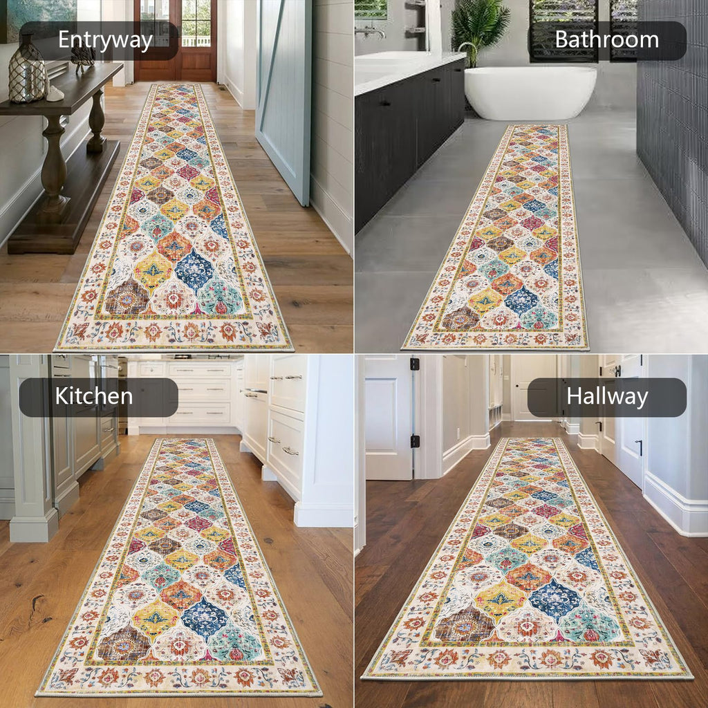 HEBE Hallway Runner Rug 2'x10', Washable Non Slip Kitchen Rug Runner