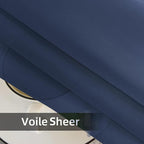 SpaceDresser Sheer Voile Window Treatment Rod Pocket Curtain Panels for Kitchen Bedroom Living Room Drapes Sunlight Filtering Privacy Semi Home Decor Assorted Colors Sizes (Navy, 52 W x 90 L)