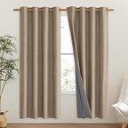 NICETOWN Burlap Vintage Open Linen Weave Flax Thermal Curtains, 100% Blackout Curtains 72" Long for Dining Room, Soundproof Window Treatment Drapes for Hall Room, 52" Wide Per Panel, Set of 2