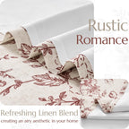 jinchan Red Floral Linen Light Filtering Curtains for Living Room 96 Inches Long
