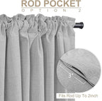 100% Blackout Shield Linen Blackout Curtains for Bedroom 102 Inches Long, Back Tab/Rod Pocket Living Room Drapes, Thermal Insulated Blackout Curtains 2 Panels Set, 50" W x 102" L, Grey