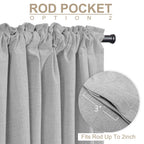 Linen Textured Total Blackout Curtains for Bedroom 84 Inches Long, Grey