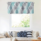 Beauoop Moroccan Valance Curtains for Kitchen Cafe Aqua Grey 52x18 1 Panel