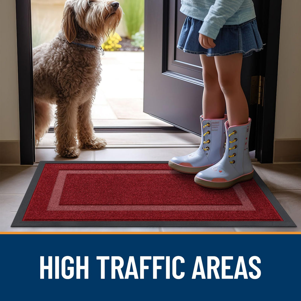 OLANLY Front Door Mat Outside 47x30, All-Season Heavy-Duty Rubber Doormat
