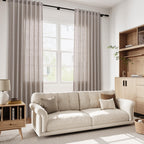 Nanspring Brownish Grey Linen Curtains for Living Room 86 Inches Long Back Tab Light Filtering Semi Sheer Curtain Modern Farmhouse Decor for Bedroom Office Luxury Textured Drapes 52x86, 2 Panels