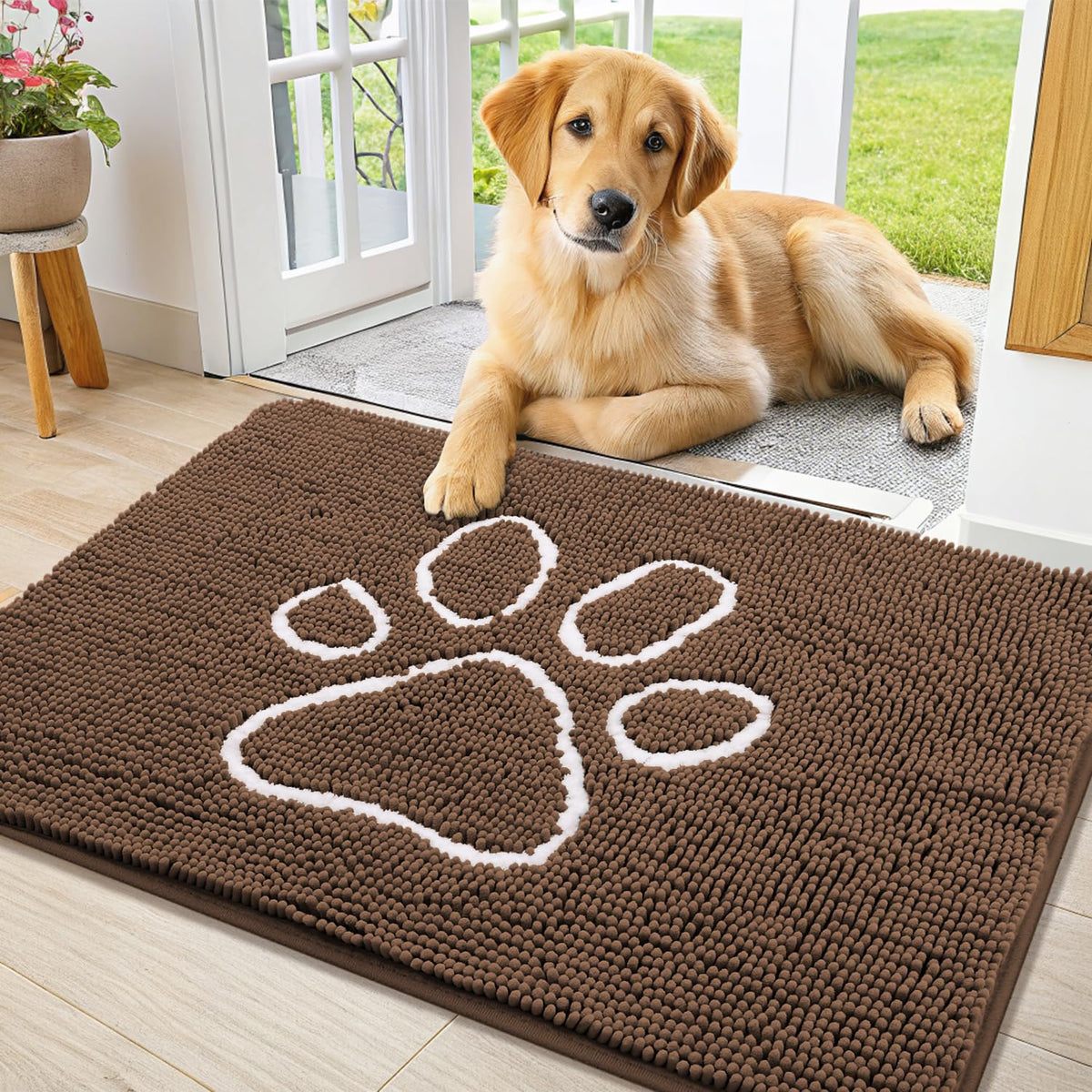 Smiry Dog Door Mat for Muddy Paws, Absorbent Non Slip Dirt Trapper, 36x24