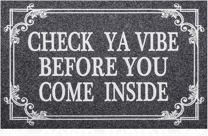 HLFMVWE Front Door Indoor Outdoor Entrance Doormat Grey Rubber Welcome Door Mat Come Inside This House Doormat Anti Slip Easy to Clean Corridor Patio Entry Mat 28" x 18"