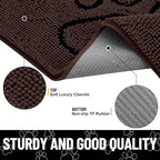 Smiry Dog Door Mat for Muddy Paws, Absorbent Dirt Trapper Non Slip Quick Dry Washable Chenille Mat for Mud Dogs, Entry Rug for Indoor and Outdoor (36x24 Inches, Brown and Black)