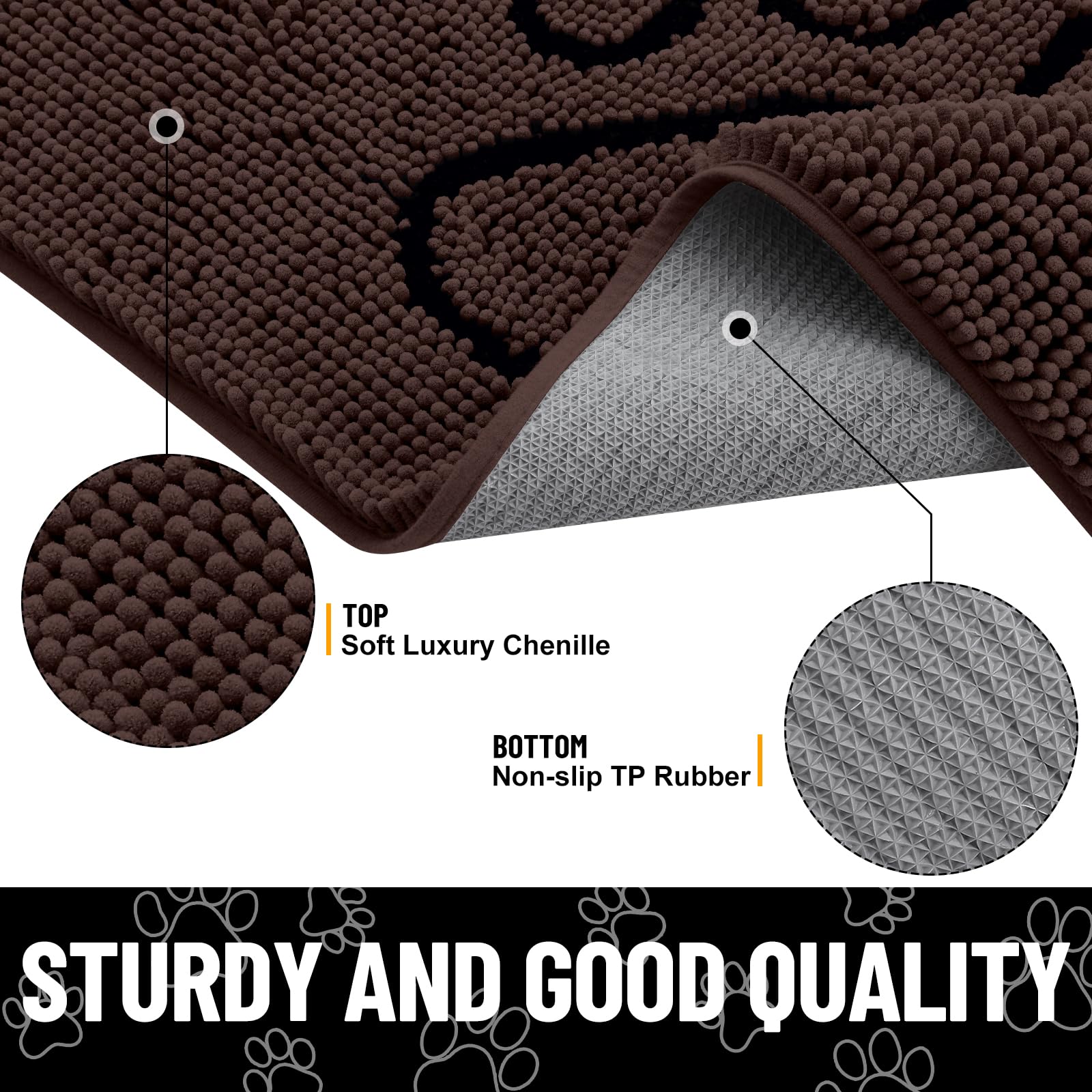 Smiry Dog Door Mat for Muddy Paws, Absorbent Non Slip Dirt Trapper, 36x24
