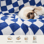 Bedsure GentleSoft Checkered Throw Blanket for Couch - Super Soft Cozy & Warm Knit Navy Blue Blankets, Breathable, Lightweight & Fluffy Plaid Blanket for Bed, Sofa, Gifts for Women Men, 50x60 Inches