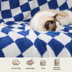 Bedsure GentleSoft Checkered Throw Blanket for Couch - Super Soft Cozy & Warm Knit Navy Blue Blankets, Breathable, Lightweight & Fluffy Plaid Blanket for Bed, Sofa, Gifts for Women Men, 50x60 Inches