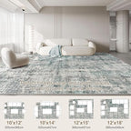 UERMEI 10x12 Area Rug Living Room Rugs - Washable Neutral Modern Abstract Soft Thin Large Rug Indoor Floor No Slip Rug Carpet for Bedroom Under Dining Table Home Office Decor - Green/Grey