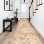 2'6"x14 Washable Long Runner Rug: Vintage Non Slip Hallway Rug Brick