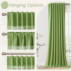 Guken 100% Blackout Curtains 102 Inch Length 2 Panels Set for Living Room Bedroom Back Tab Thermal Insulated Black Out Linen Drapes Room Darkening Lime Green,52x102