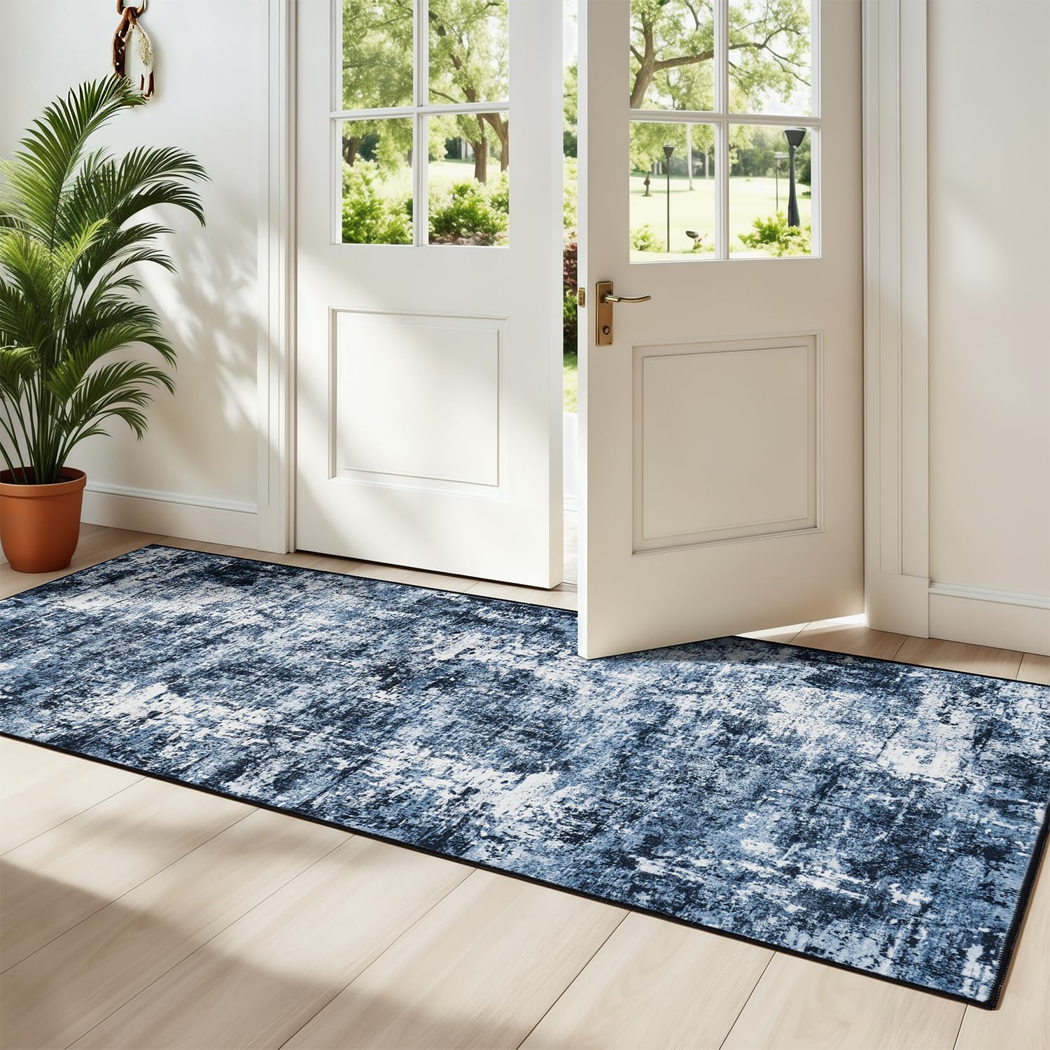 Rugflix 9x12 Area Rugs for Living Room, Washable Beige Grey Large Rug