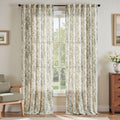 jinchan Vintage Floral Linen Curtains 96 Long for Living Room 2 Panels