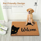 Welcome Cats - 24"x36" - Coir Door Mat with Heavy Duty Backing - Welcome Mats for Entryway, Porch - Anti-Slip PVC & Coconut Fiber Surface - Natural Home Accessories, Minimalist Original Design