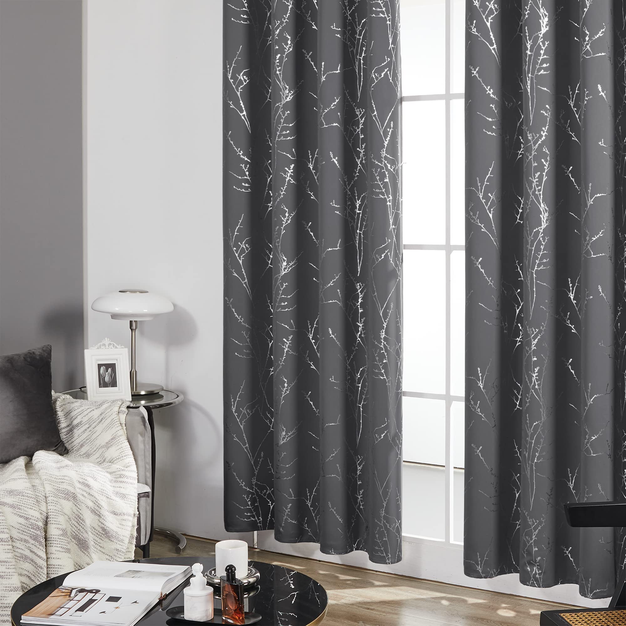 Deconovo Living Room Curtains 63 Inches Long, Blackout Curtains for Bedroom