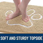 OLANLY Dog Door Mat for Muddy Paws 40x32, Paw Print Design Chenille Mud Mat