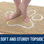 OLANLY Dog Door Mat for Muddy Paws 36x24, Paw Print Design Chenille Mud Mat