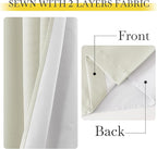 NICETOWN Faux Linen 100% Blackout 108 inch Curtains for Bedroom, Silver Grommet 2 Layers with White Liner Window Treatments Sound Reducing Drapes for Living Room, Natural, W52 x L108, 2 Panels