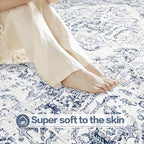 8x10 Area Rugs for Living Room: Washable Rug Vintage Large Rugs Soft Non Slip Low Pile Rug Floral Distressed Floor Carpet for Bedroom Kitchen Nursery Dining Room Home Office (Blue, 8'x10')
