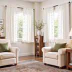 jinchan Belrose Linen Curtains for Bedroom Floral Curtains 63 Inch Length Linen Blend White Embroidered Drapes Farmhouse Flower Patterned Drapes for Living Room Window Treatments Set 2 Panels